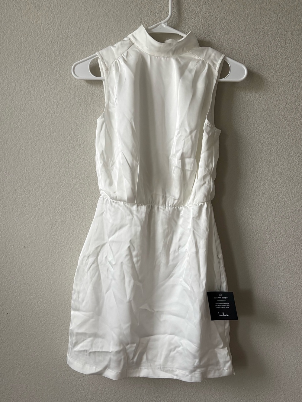 Lulus Sleeveless High-Neck White Mini Dress - Picture 3 of 5
